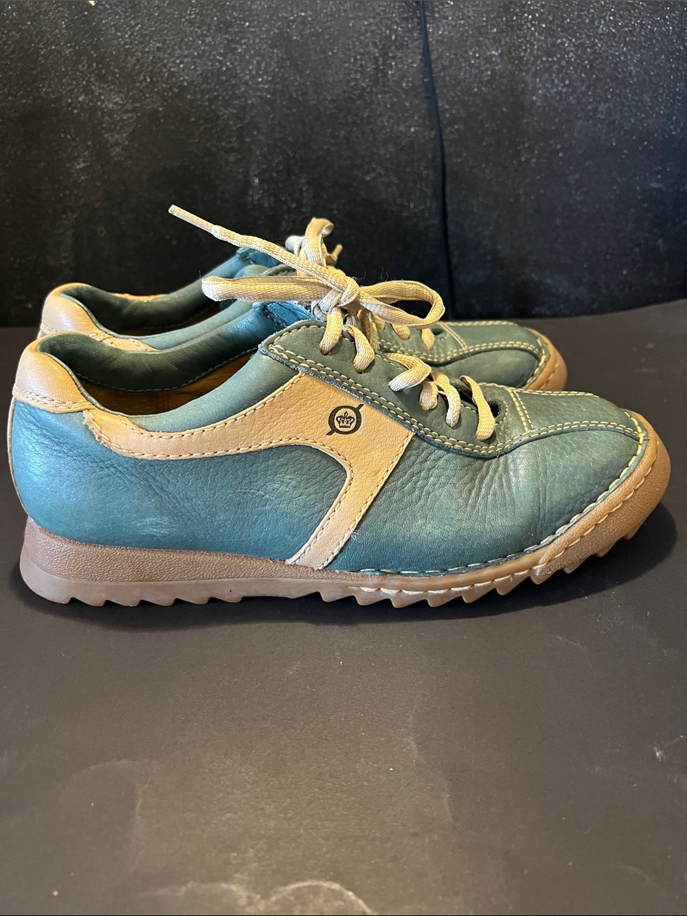 Born Leather Sneakers in Teal and Tan size 7.5